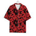 Black And Red Hibiscus Pattern Print Rayon Hawaiian Shirt