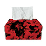 Black And Red Hibiscus Pattern Print Rectangle Tissue Box Cover
