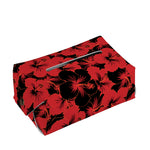 Black And Red Hibiscus Pattern Print Rectangle Tissue Box Cover