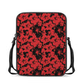Black And Red Hibiscus Pattern Print Rectangular Crossbody Bag