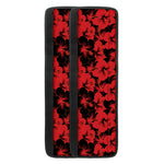 Black And Red Hibiscus Pattern Print Refrigerator Handle Covers