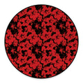 Black And Red Hibiscus Pattern Print Round Floor Mat
