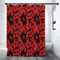 Black And Red Hibiscus Pattern Print Shower Curtain