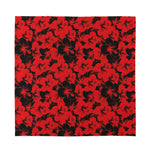 Black And Red Hibiscus Pattern Print Silk Bandana