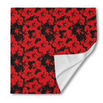 Black And Red Hibiscus Pattern Print Silk Bandana