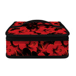 Black And Red Hibiscus Pattern Print Small Lunch Bag