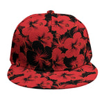 Black And Red Hibiscus Pattern Print Snapback Cap