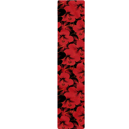Black And Red Hibiscus Pattern Print Table Runner