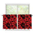 Black And Red Hibiscus Pattern Print Tier Curtains