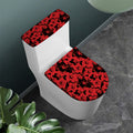 Black And Red Hibiscus Pattern Print Toilet Lid And Tank Cover Set