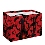 Black And Red Hibiscus Pattern Print Utility Tote Bag