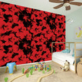 Black And Red Hibiscus Pattern Print Wall Sticker