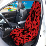 Black And Red Hibiscus Pattern Print Waterproof Car Seat Cover