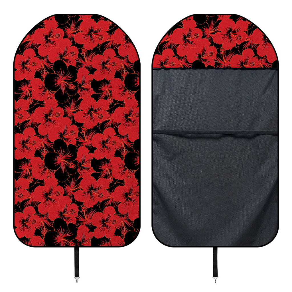 Black And Red Hibiscus Pattern Print Waterproof Car Seat Cover
