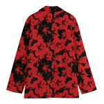 Black And Red Hibiscus Pattern Print Women's Blazer