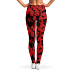 Black And Red Hibiscus Pattern Print Women's Leggings