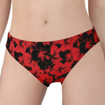 Black And Red Hibiscus Pattern Print Women's Panties