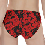 Black And Red Hibiscus Pattern Print Women's Panties