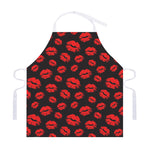 Black And Red Lips Pattern Print Adjustable Apron