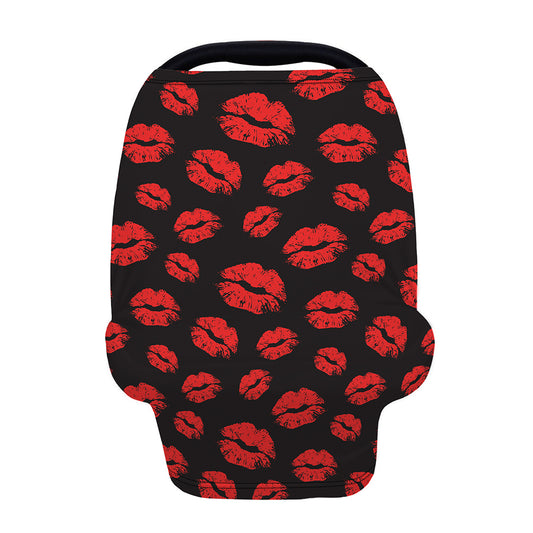 Black And Red Lips Pattern Print Baby Seat Cover