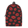Black And Red Lips Pattern Print School Backpack