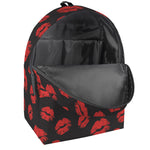 Black And Red Lips Pattern Print Backpack