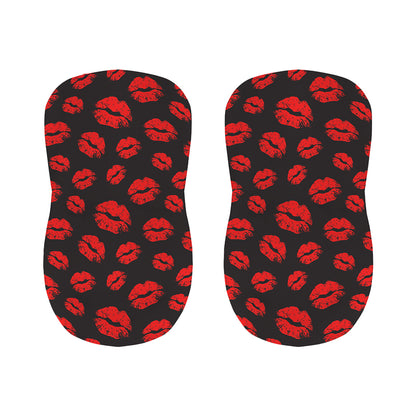 Black And Red Lips Pattern Print Bar Stool Covers