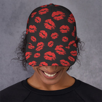 Black And Red Lips Pattern Print Baseball Cap