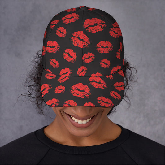 Black And Red Lips Pattern Print Baseball Cap