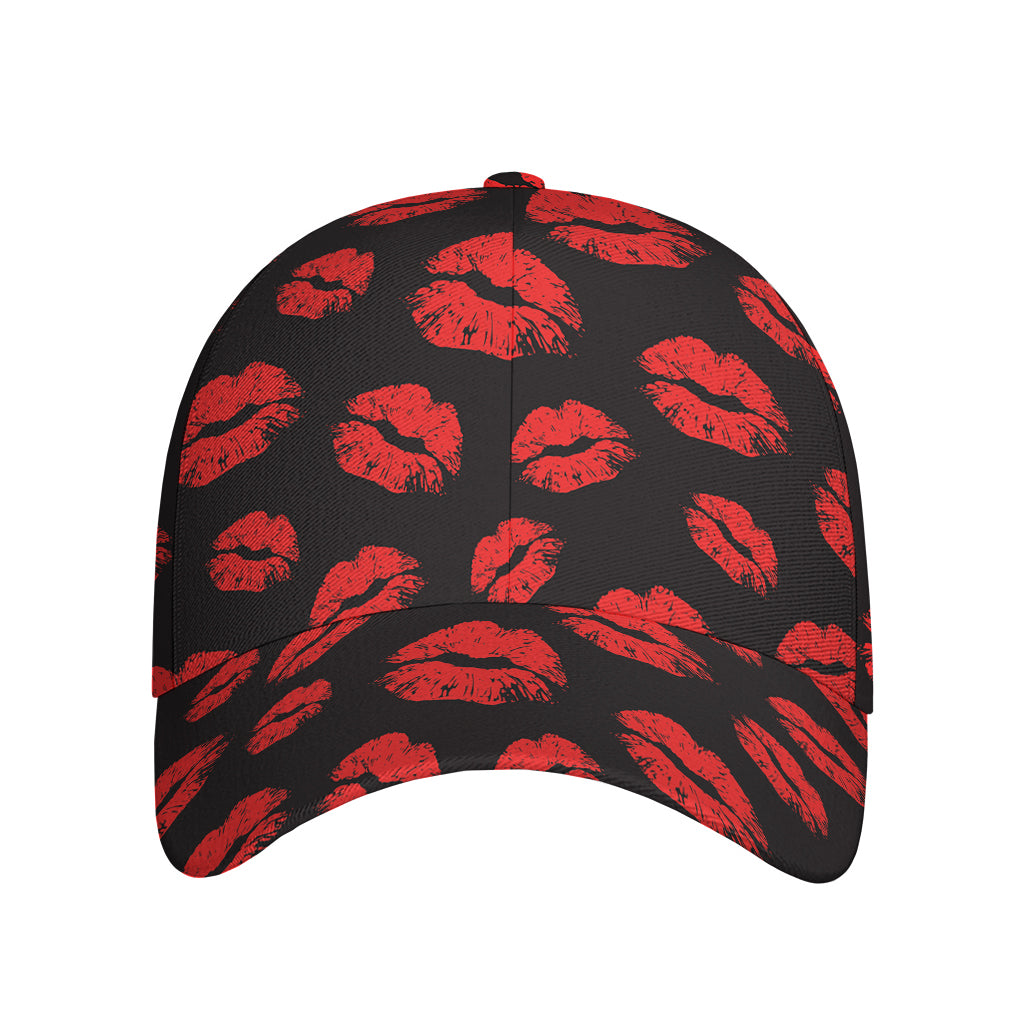 Black And Red Lips Pattern Print Baseball Cap