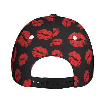 Black And Red Lips Pattern Print Baseball Cap