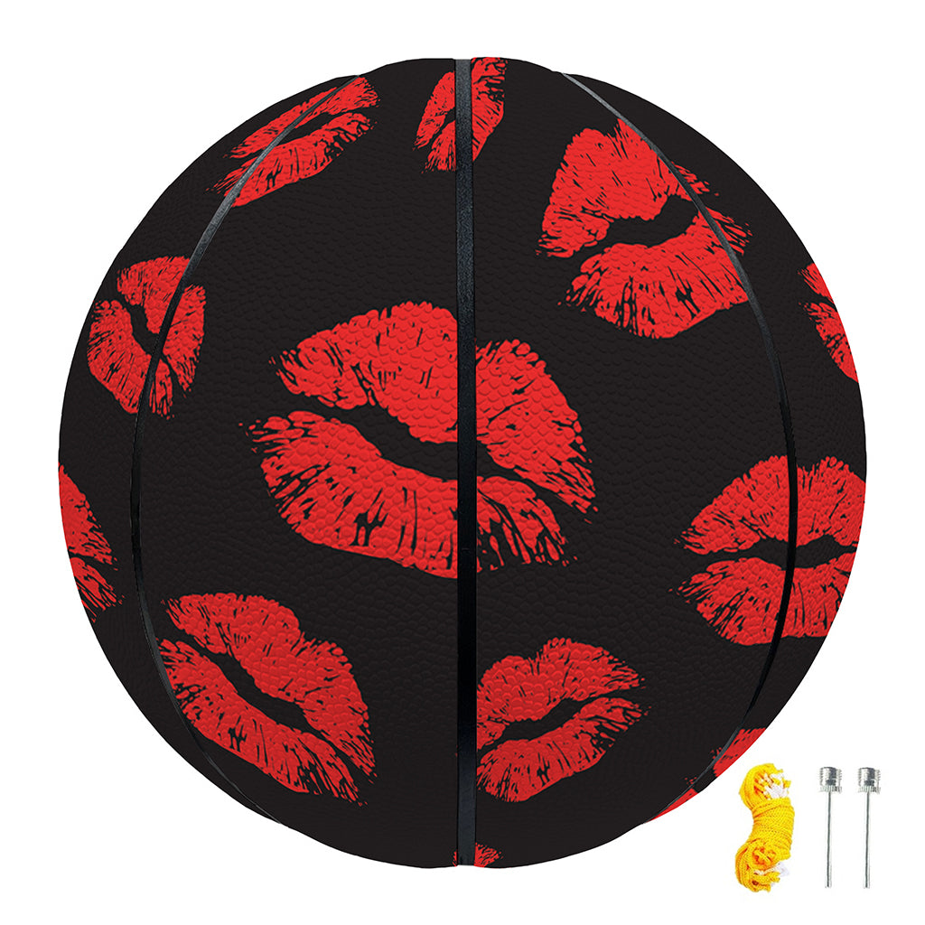 Black And Red Lips Pattern Print Basketball