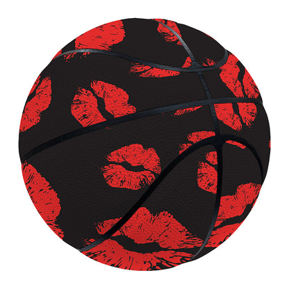 Black And Red Lips Pattern Print Basketball