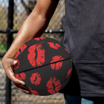 Black And Red Lips Pattern Print Basketball