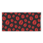 Black And Red Lips Pattern Print Beach Towel