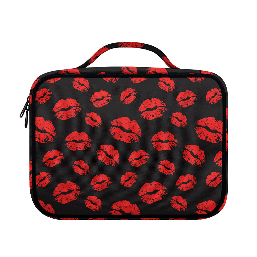 Black And Red Lips Pattern Print Briefcase Bible Bag