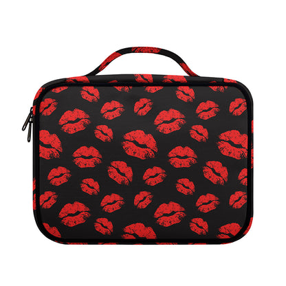 Black And Red Lips Pattern Print Briefcase Bible Bag
