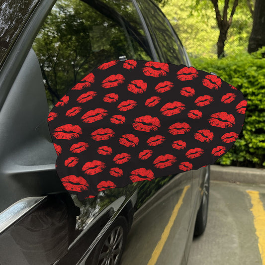 Black And Red Lips Pattern Print Car Side Mirror Covers