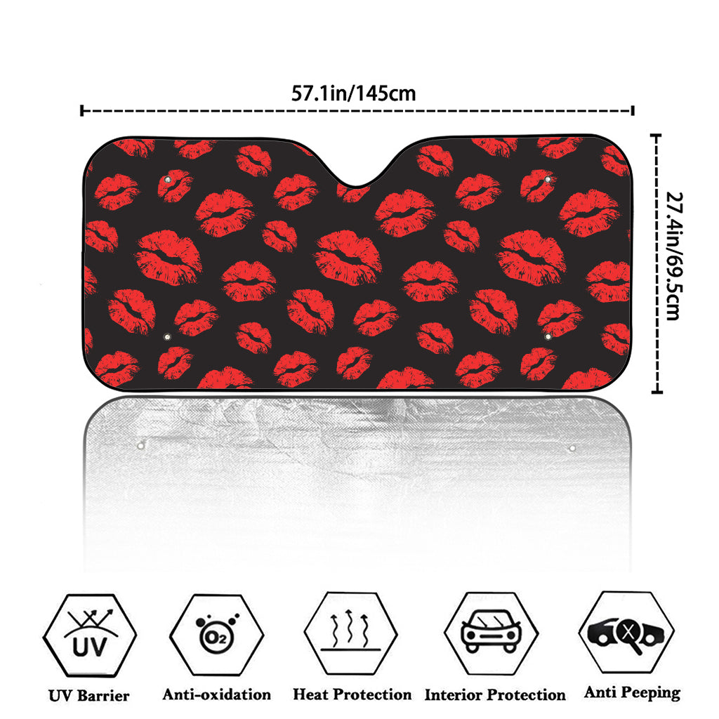 Black And Red Lips Pattern Print Car Windshield Sun Shade