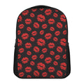 Black And Red Lips Pattern Print Casual Backpack