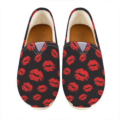 Black And Red Lips Pattern Print Casual Shoes