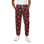 Black And Red Lips Pattern Print Cotton Pants