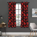Black And Red Lips Pattern Print Grommet Curtain Panels