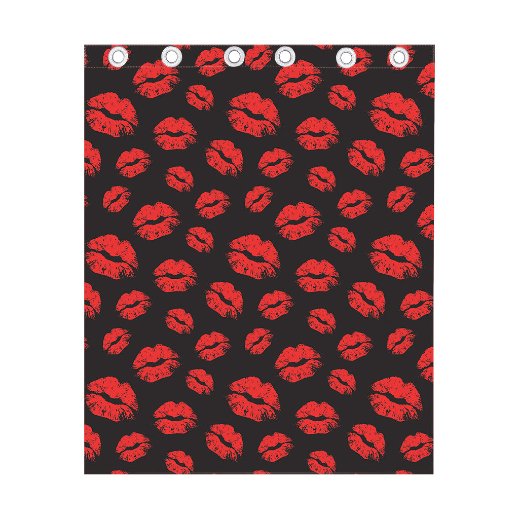 Black And Red Lips Pattern Print Curtain