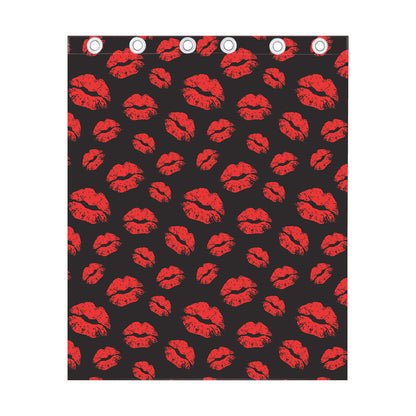 Black And Red Lips Pattern Print Curtain