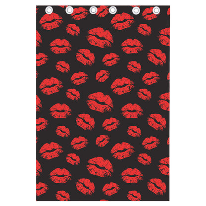 Black And Red Lips Pattern Print Curtain
