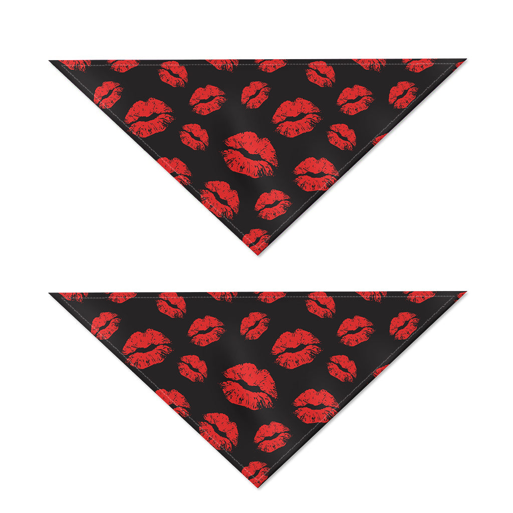 Black And Red Lips Pattern Print Dog Bandana