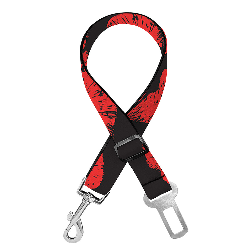 Black And Red Lips Pattern Print Dog Seat Belt