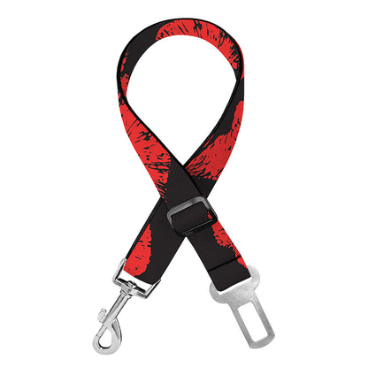 Black And Red Lips Pattern Print Dog Seat Belt