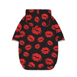 Black And Red Lips Pattern Print Dog Zip Up Hoodie